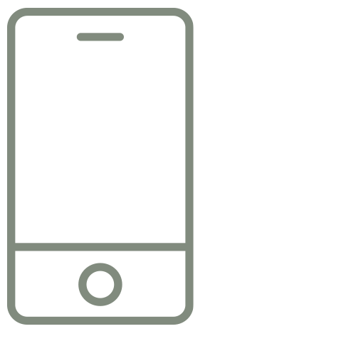 Icona stilizzata di uno smartphone con schermo e un pulsante circolare.