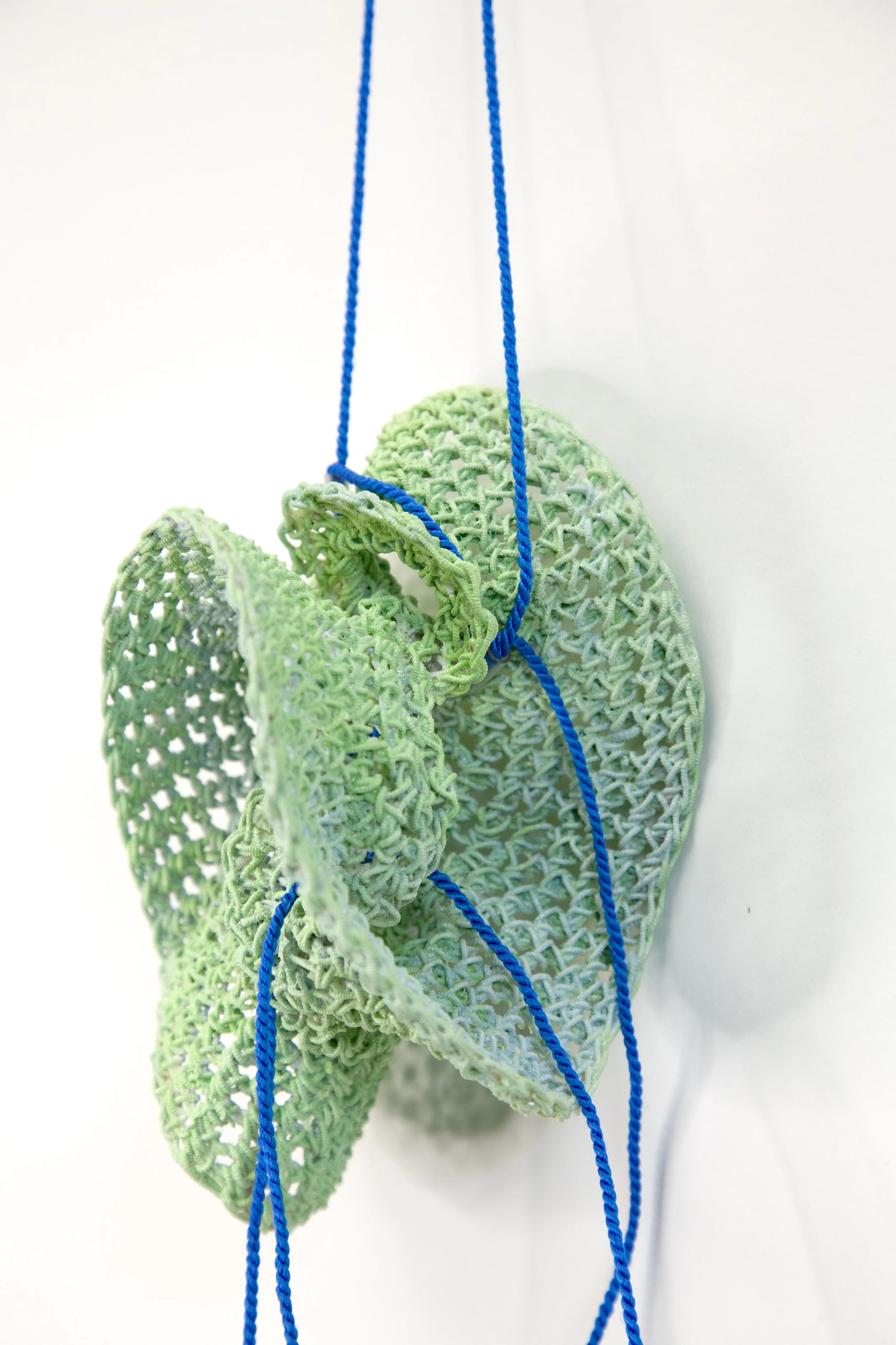 Unfurl_copper-canvas-eva-gesso-spray paint-ink-cord_16cm x 10cm x 10cm approx_64cm suspended_object pendant_2026_natalie ryde_02.jpeg