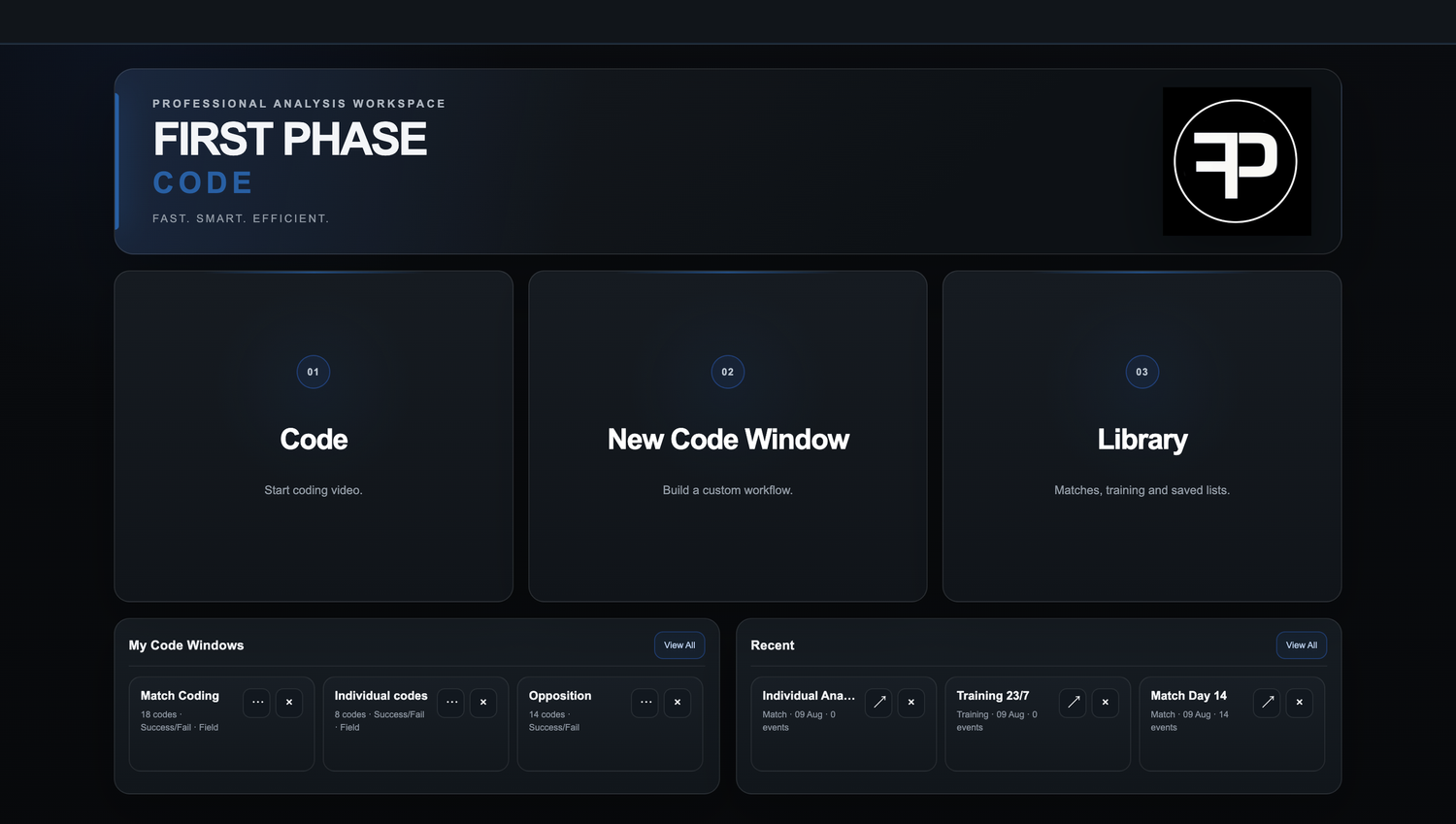 First Phase Code home workspace