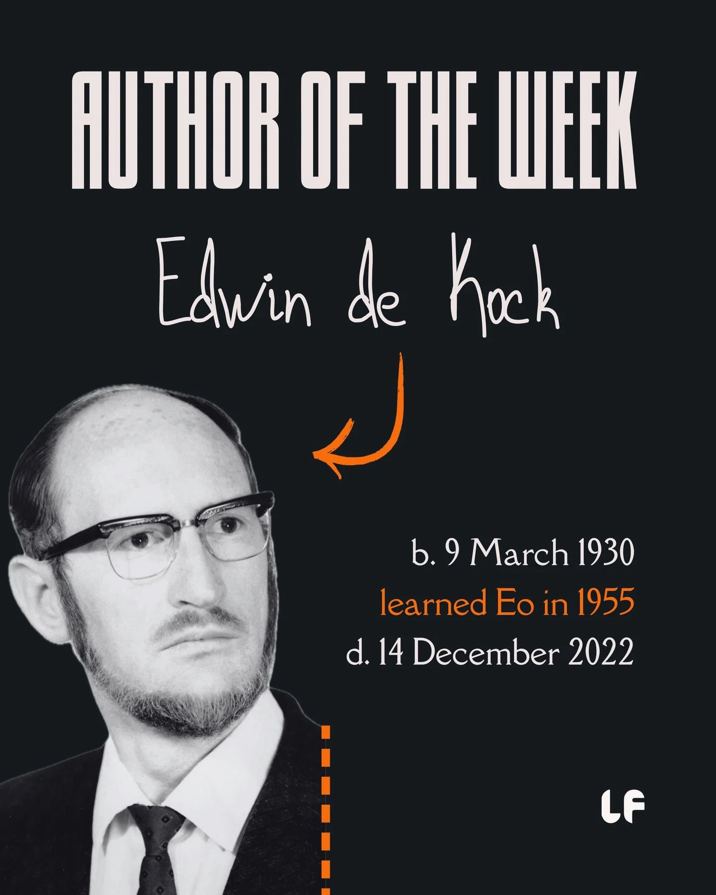 Swipe to explore the extraordinary life of Edwin de Kock,
the South African Esperanto poet and pioneer (1930-2022).
Discover his groundbreaking works like &ldquo;Ombroj de la kvara dimensio&rdquo;,
his role in the Esperanto literature, and lasting le