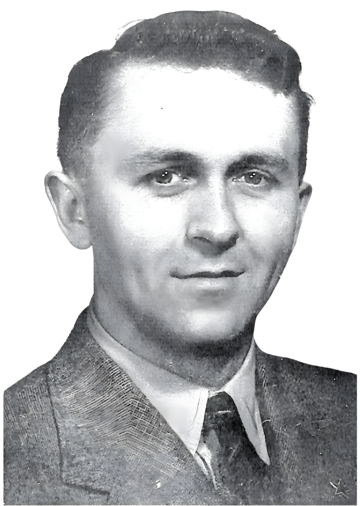 Black and white photo of William Auld, looking directly at the camera.
