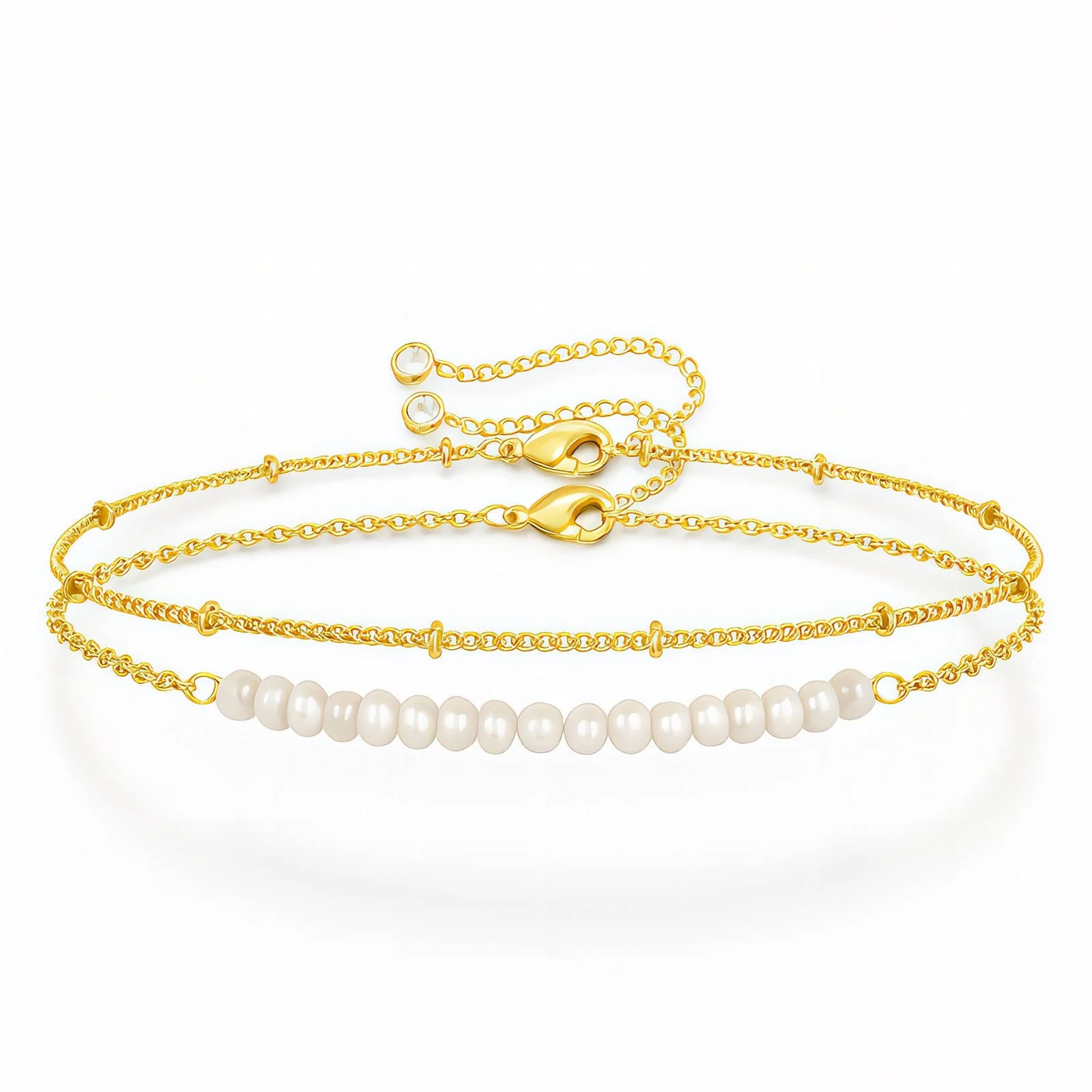 Bundle Gold Bracelet Pearls