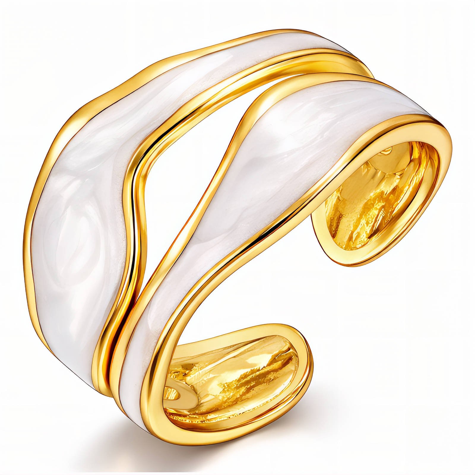 Gold and white ring Swirls