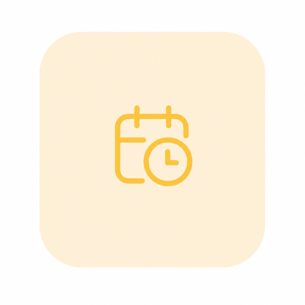 Icon of a calendar with a clock.