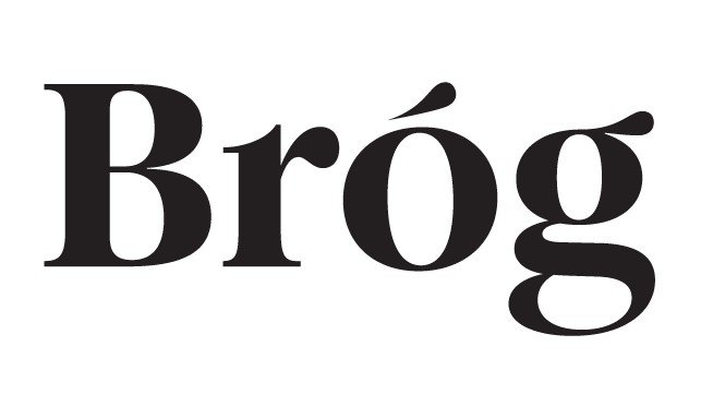 BRÓG's new logo, a bold serif wordmark with the fada, after the rebrand.