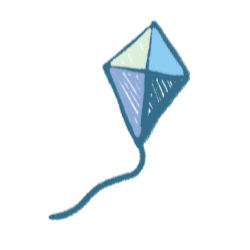 Colorful diamond-shaped kite with a tail