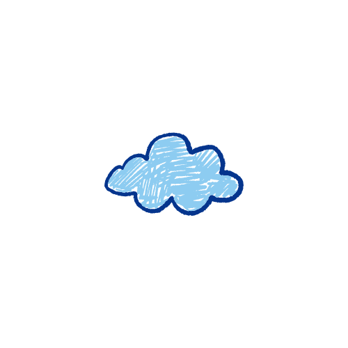 A simple illustration of a blue cloud on a black background.