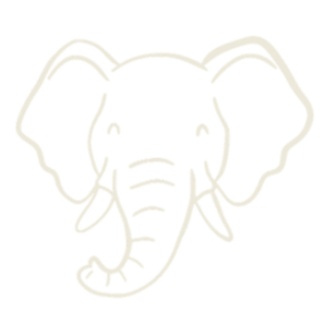 White outline of an elephant's head on a black background.