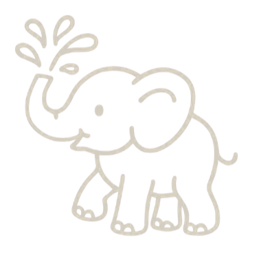 A cartoon drawing of an elephant with water spraying from its trunk.
