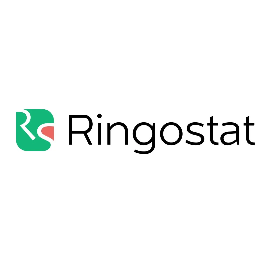 Ringostat logo with a green square icon featuring stylized white letters R and S, and the word 'Ringostat' in black text.