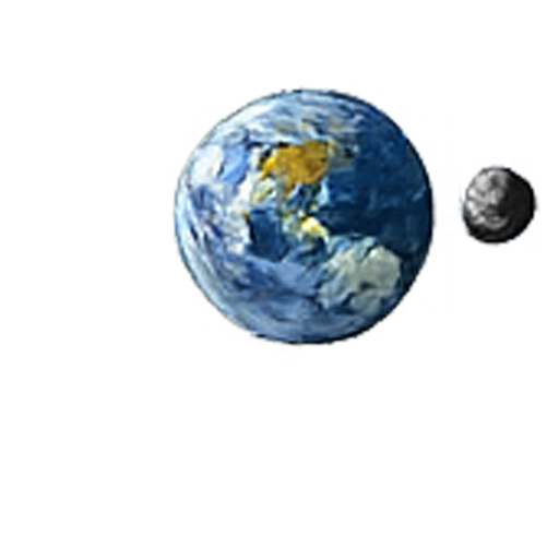 Illustration of Earth and the Moon in space.