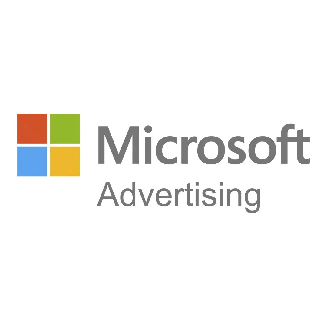Microsoft Advertising logo with multicolored square icon and text.