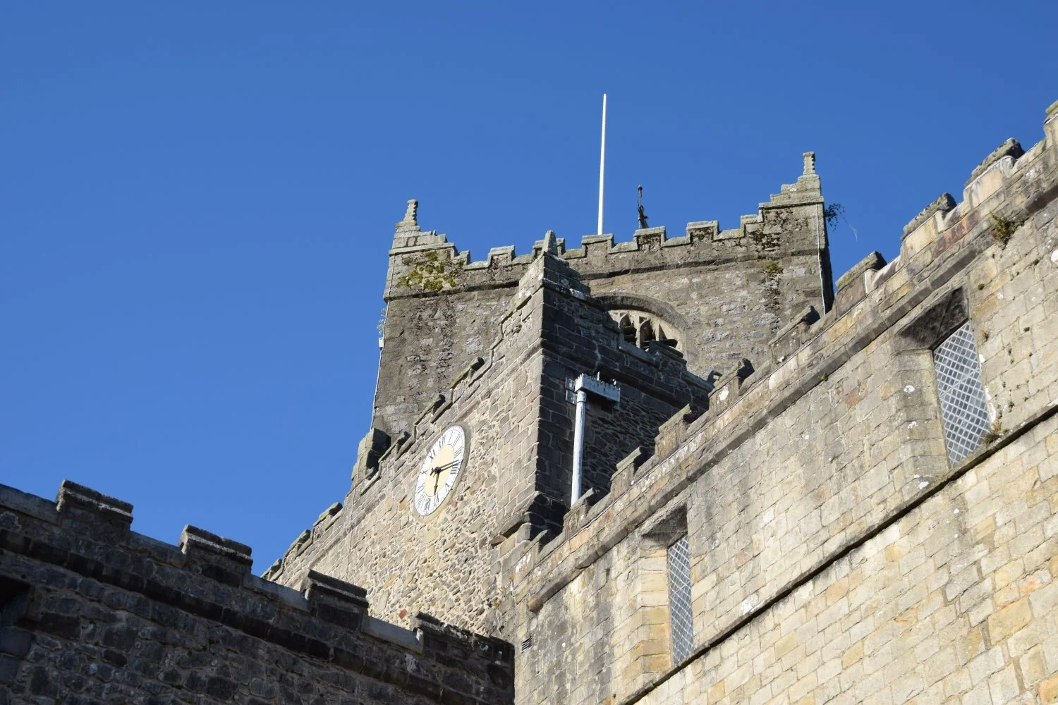 Cartmel Priory tower on a guided heritage tour in Cartmel Cumbria