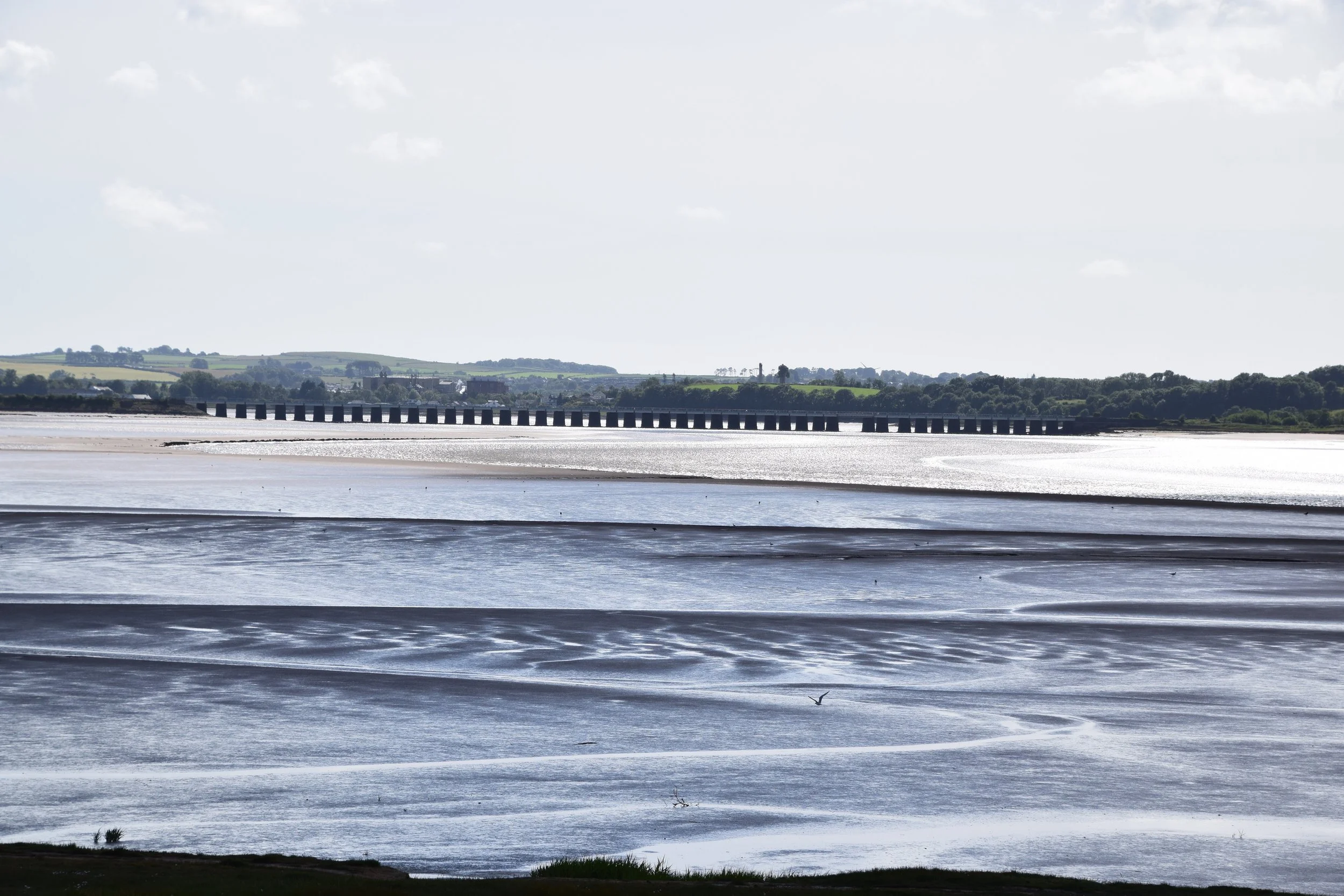 Lancaster to Barrow railway line crossing the Leven estuary at Arnside