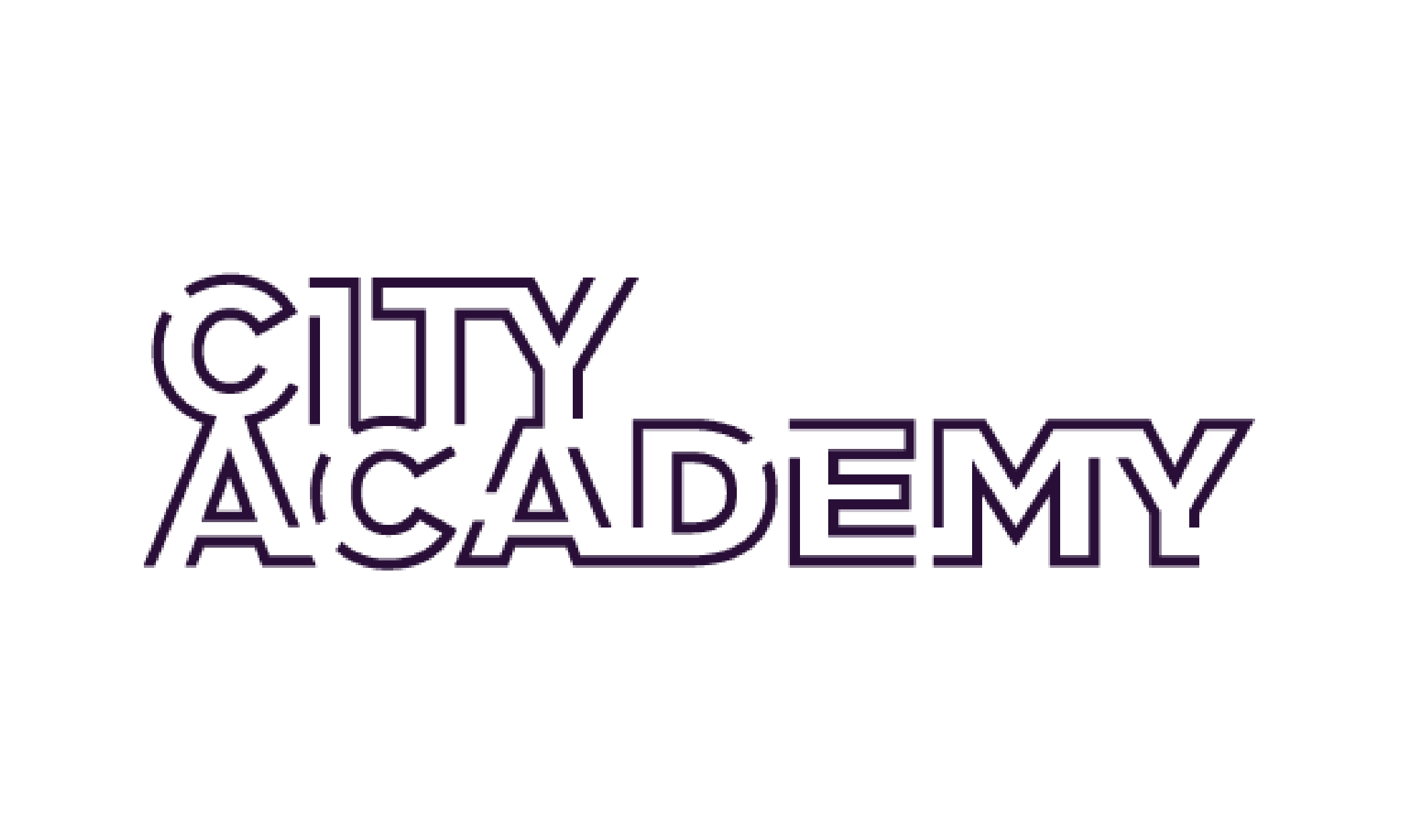 Logo for 'City Academy' in purple outlined text