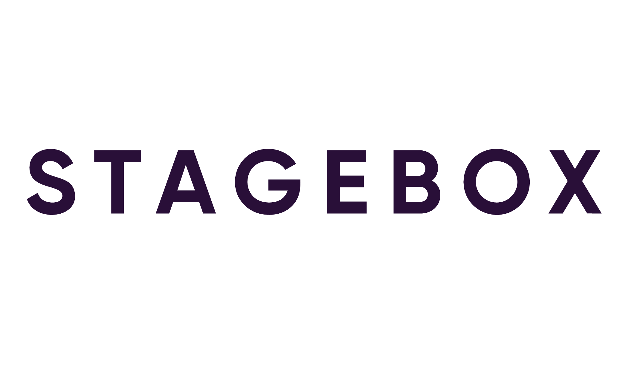 Logo for 'Stagebox; in purple text