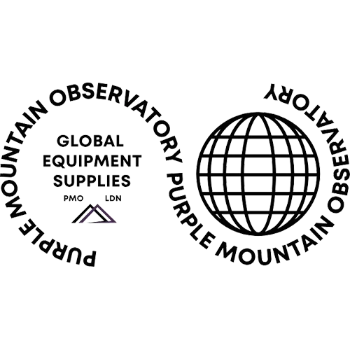 Logo for Purview Mountain Observatory, featuring a stylized globe on the right and a graph with the words 'Global Equipment Supplies' on the left.