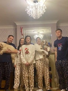Trying to get a last Christmas photo with mum and the dogs, its was more fun than it looks lol. xxx