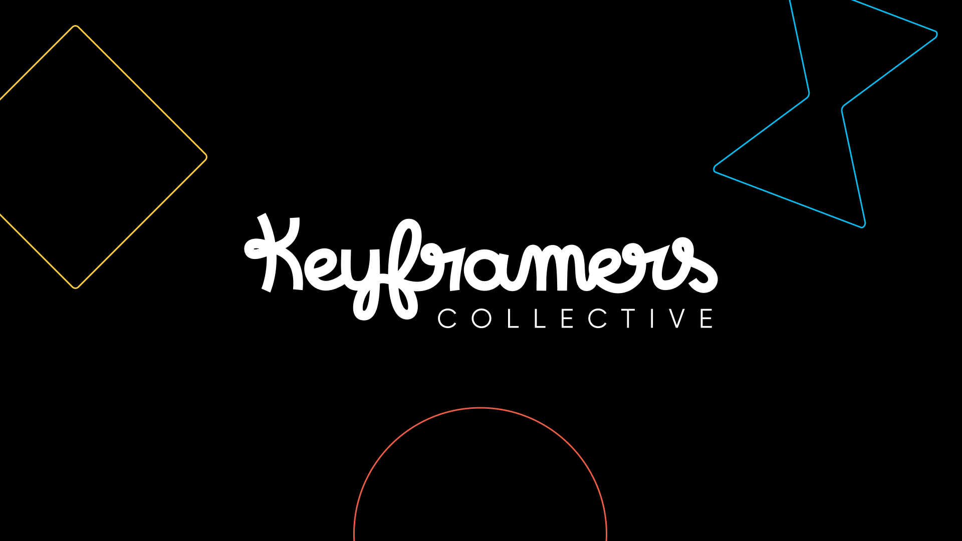 Logo du collectif Keyframers Collective avec des formes géométriques colorées sur fond noir