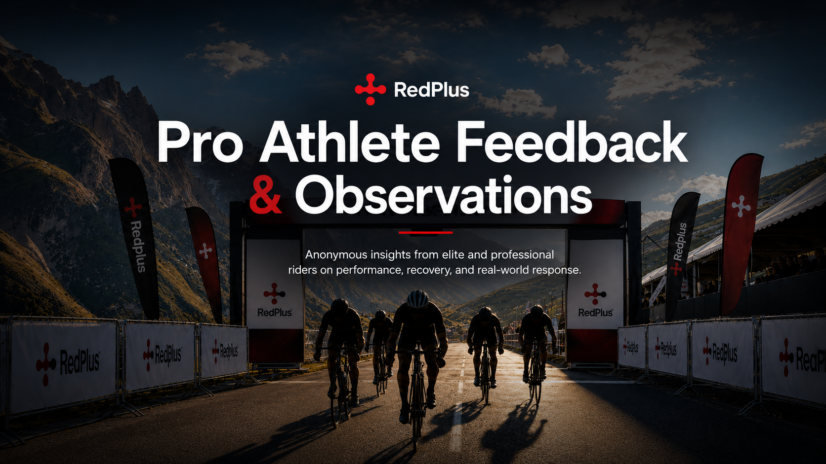 WorldTour cyclists finishing a race with RedPlus performance feedback, elite endurance observations and high-level cycling data analysis.