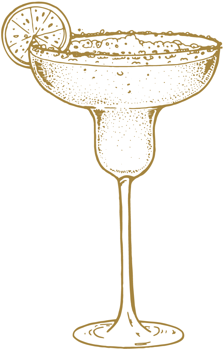 Un verre à cocktail margarita avec une tranche de citron