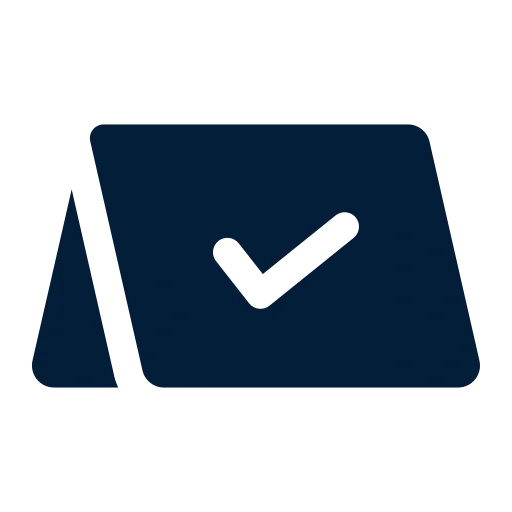 Black calendar with a checkmark on it.
