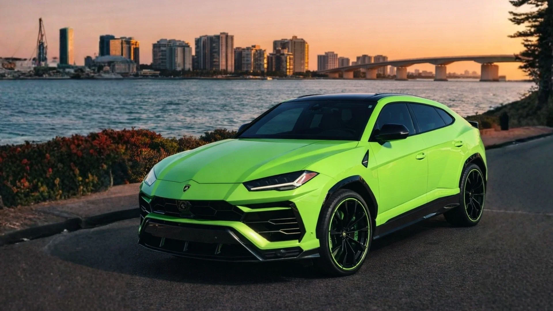 Sarasota Motor Club - exotic car rental Sarasota - Green Lamborghini Urus luxury SUV available for exotic car rental in Sarasota