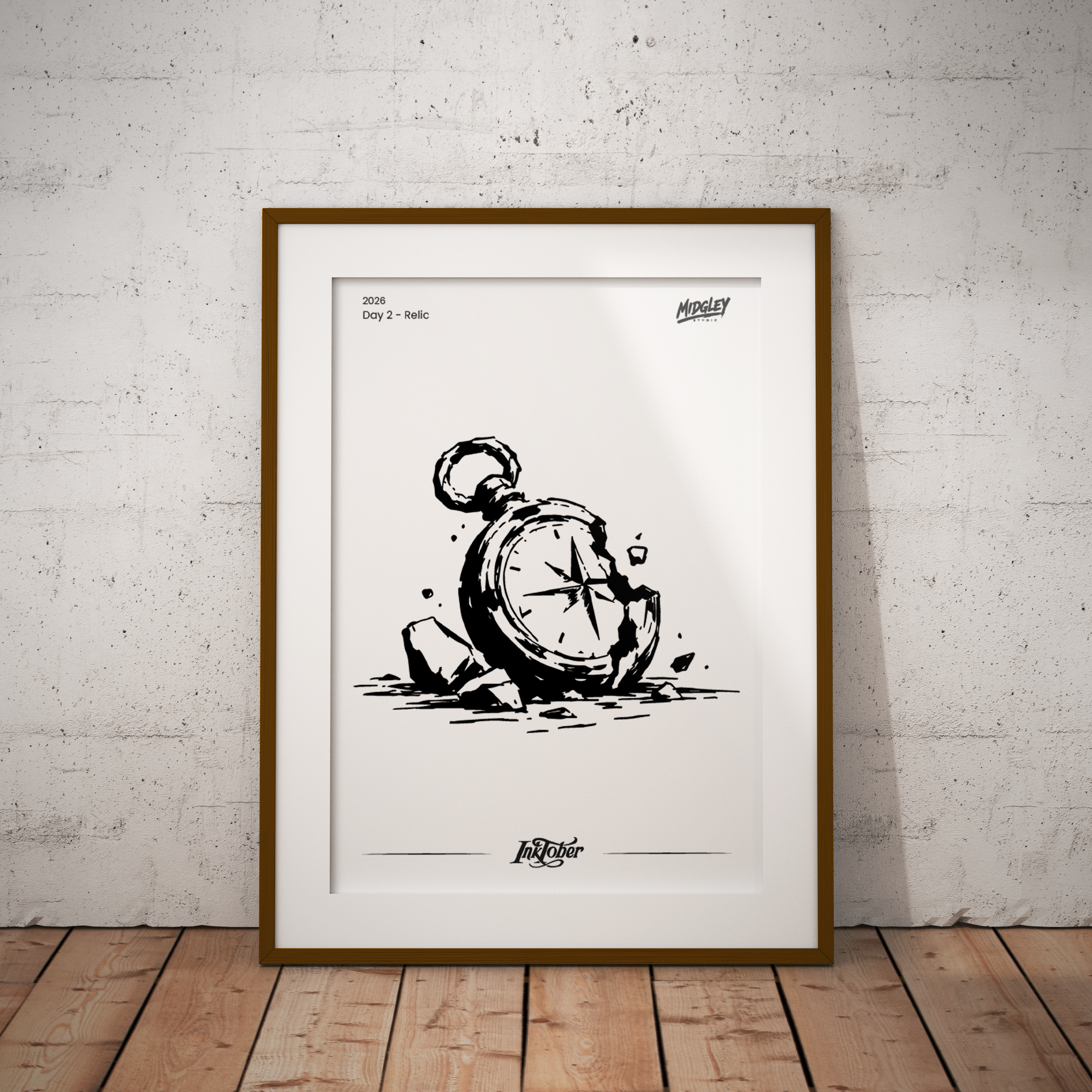 Inktober 2026 Day 02 - Relic – Black & White Art Print | Midgley Studio