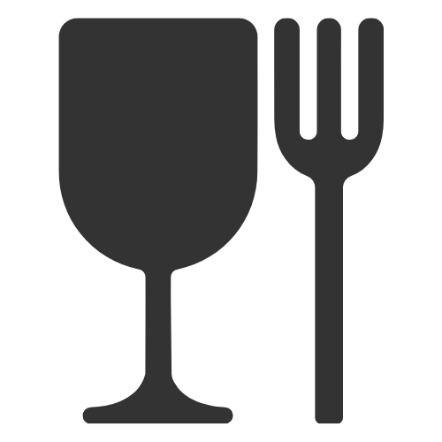Silhouette of a wine glass and a fork