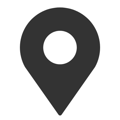 A map pin icon on a black background.