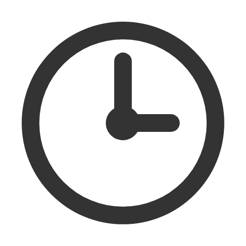 Icon of a clock showing 3:00.