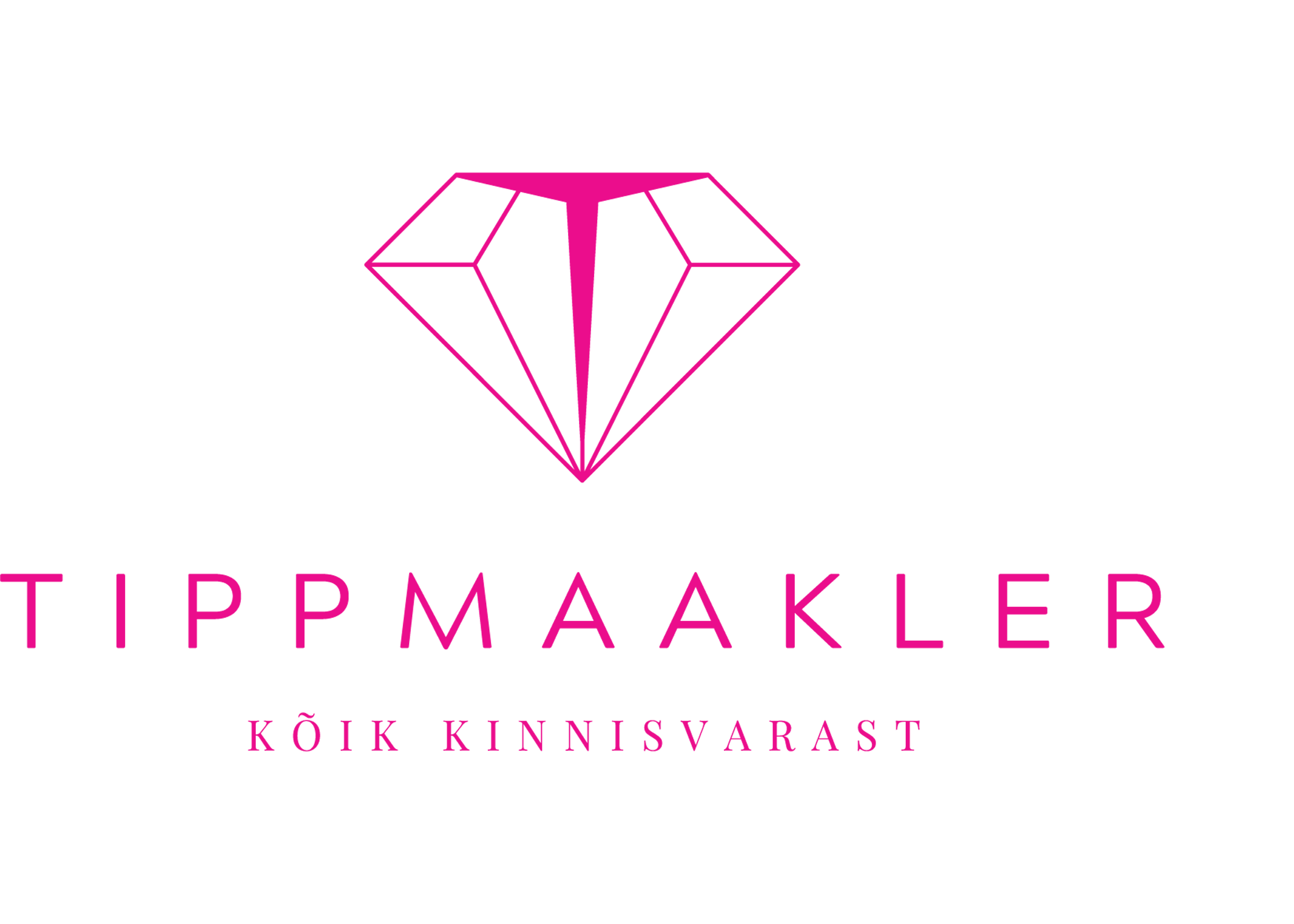 Pink outline illustration of a diamond gemstone.