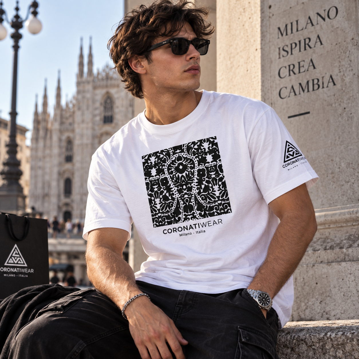 T-shirt CoronatiWear Black & White – Milano Italia