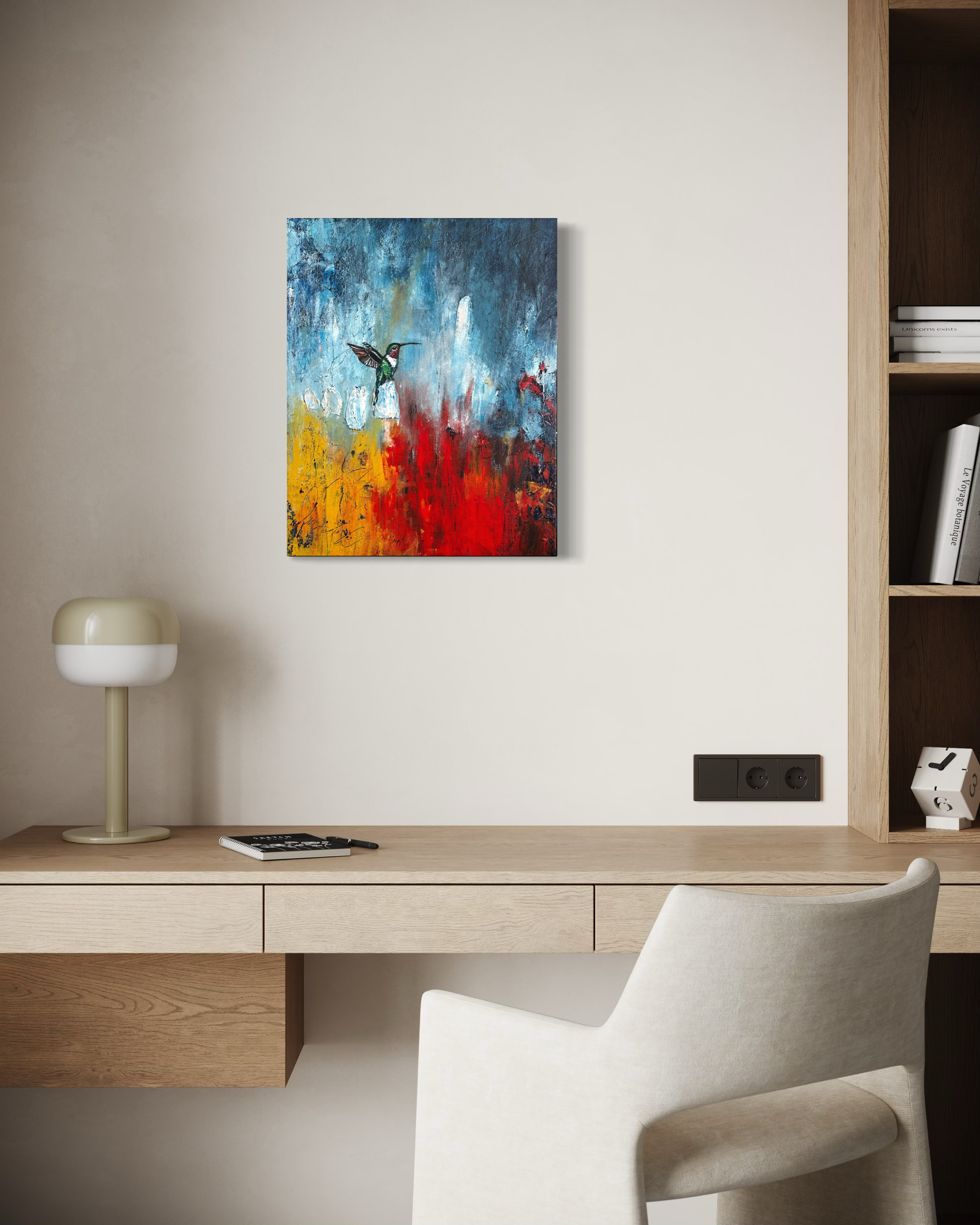 The Space Between_Original Abstract Hummingbird Painting by Artist Anitha Iyer8
