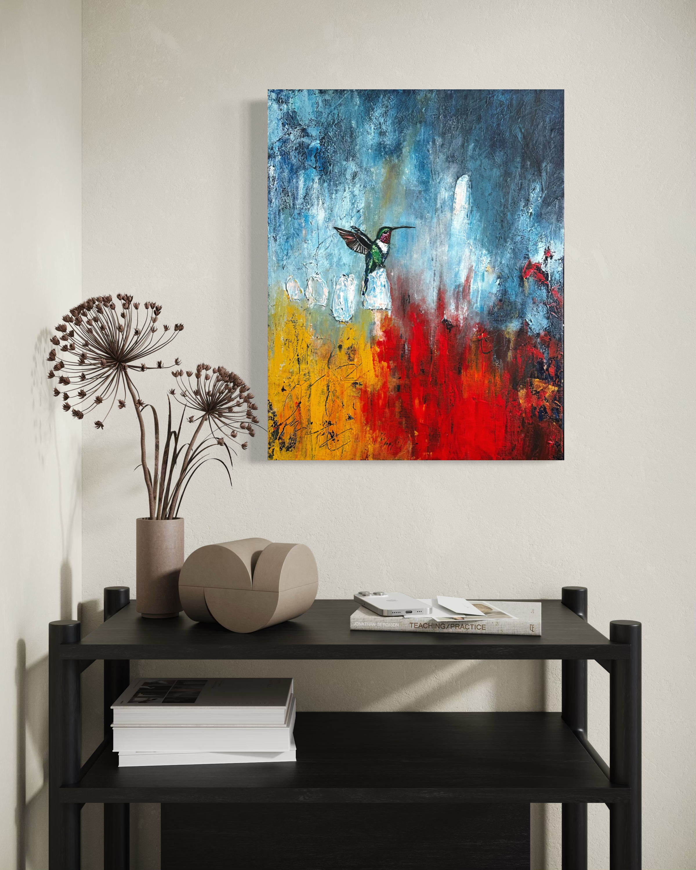 The Space Between_Original Abstract Hummingbird Painting by Artist Anitha Iyer3