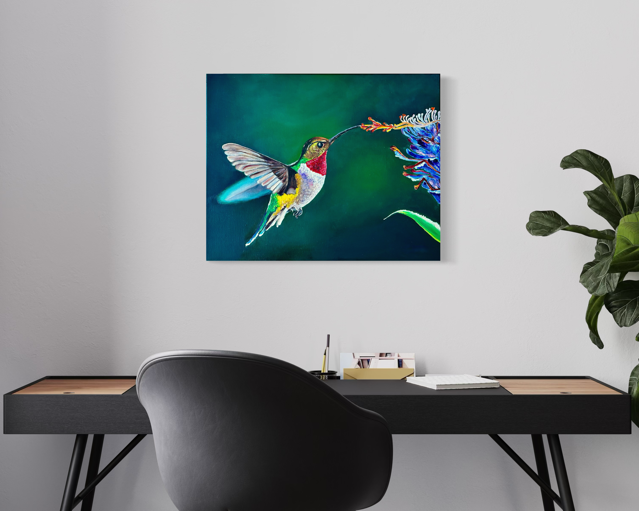 between-heartbeats-hummingbird-oil-painting-anitha-iyer3