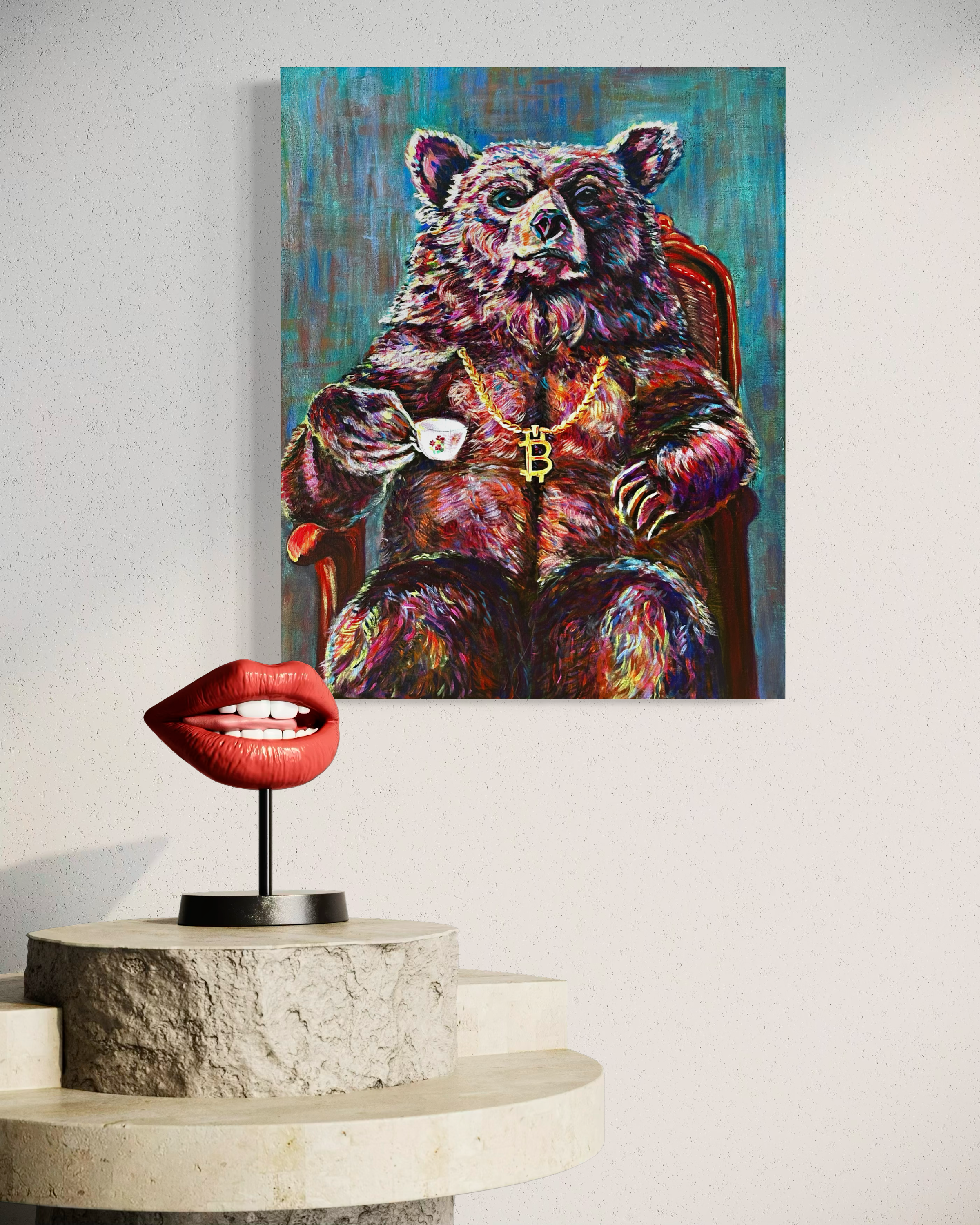 Sir Arthur ₿. Bear Original Bitcoin Bear Painting by Anitha Iyer1