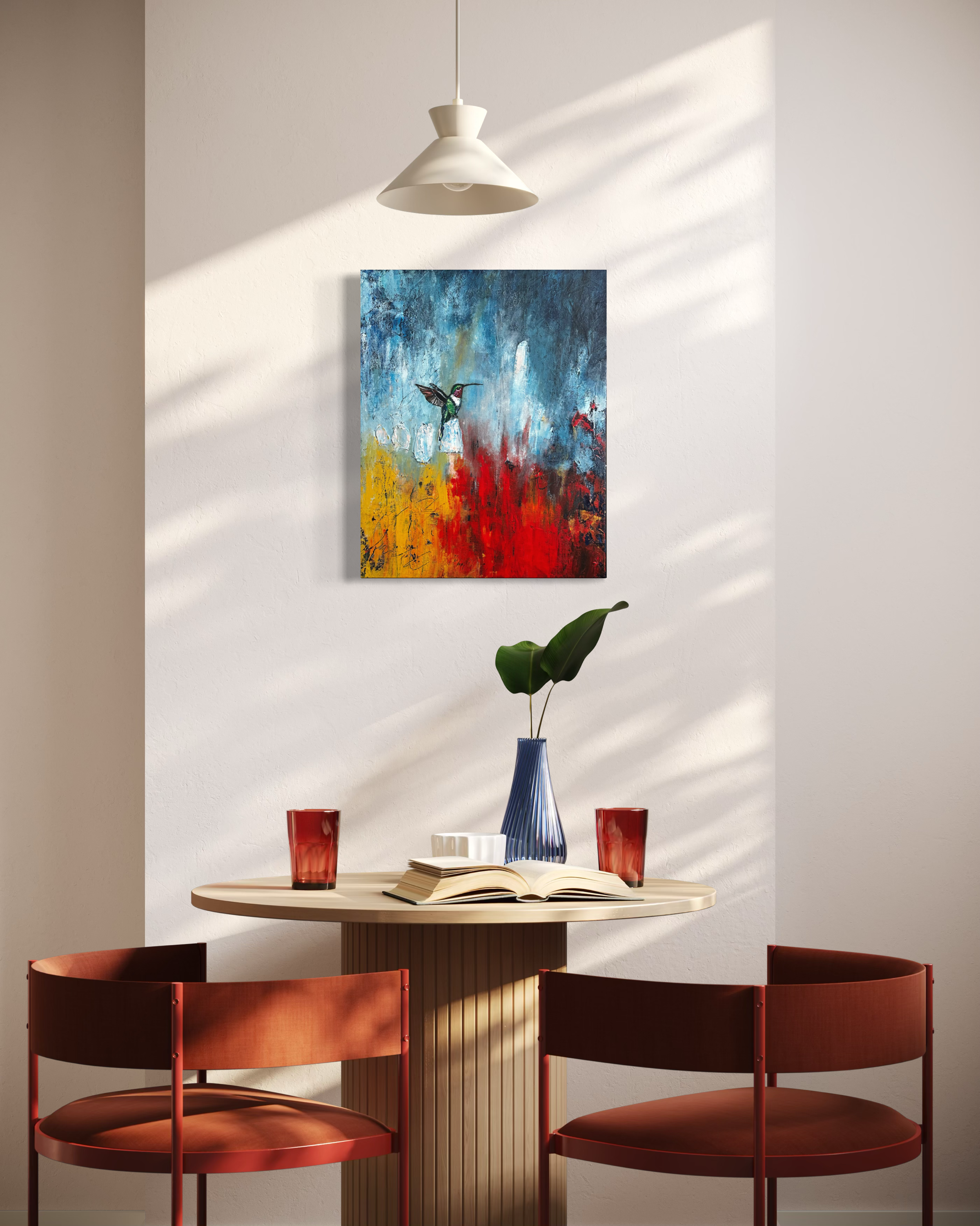 The Space Between_Original Abstract Hummingbird Painting by Artist Anitha Iyer5