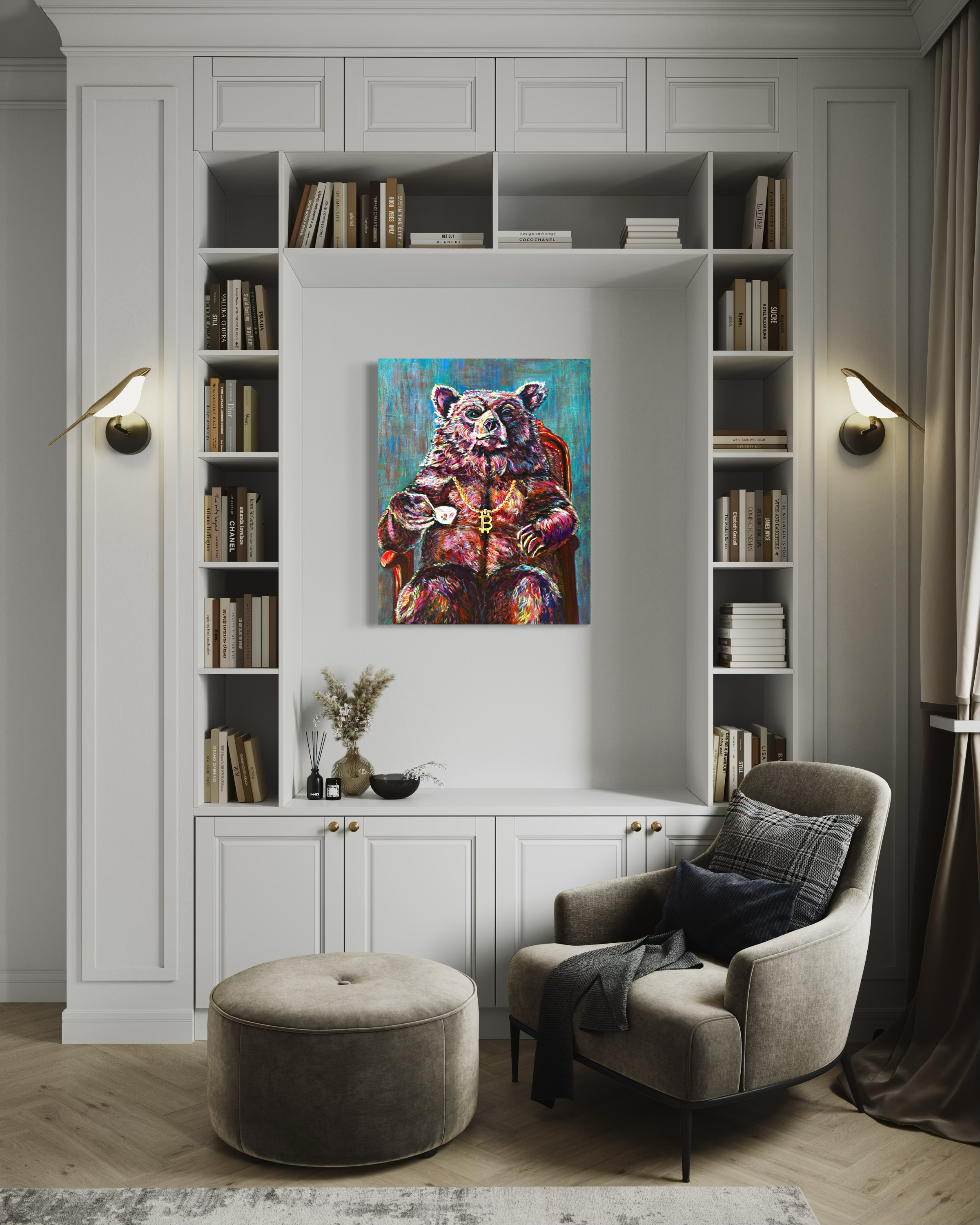 Sir Arthur ₿. Bear Original Bitcoin Bear Painting by Anitha Iyer2
