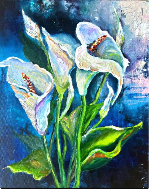 Velvet Bloom-floral-oil-painting-calla-lily-by-San-Francisco-artist-anitha-iyer1