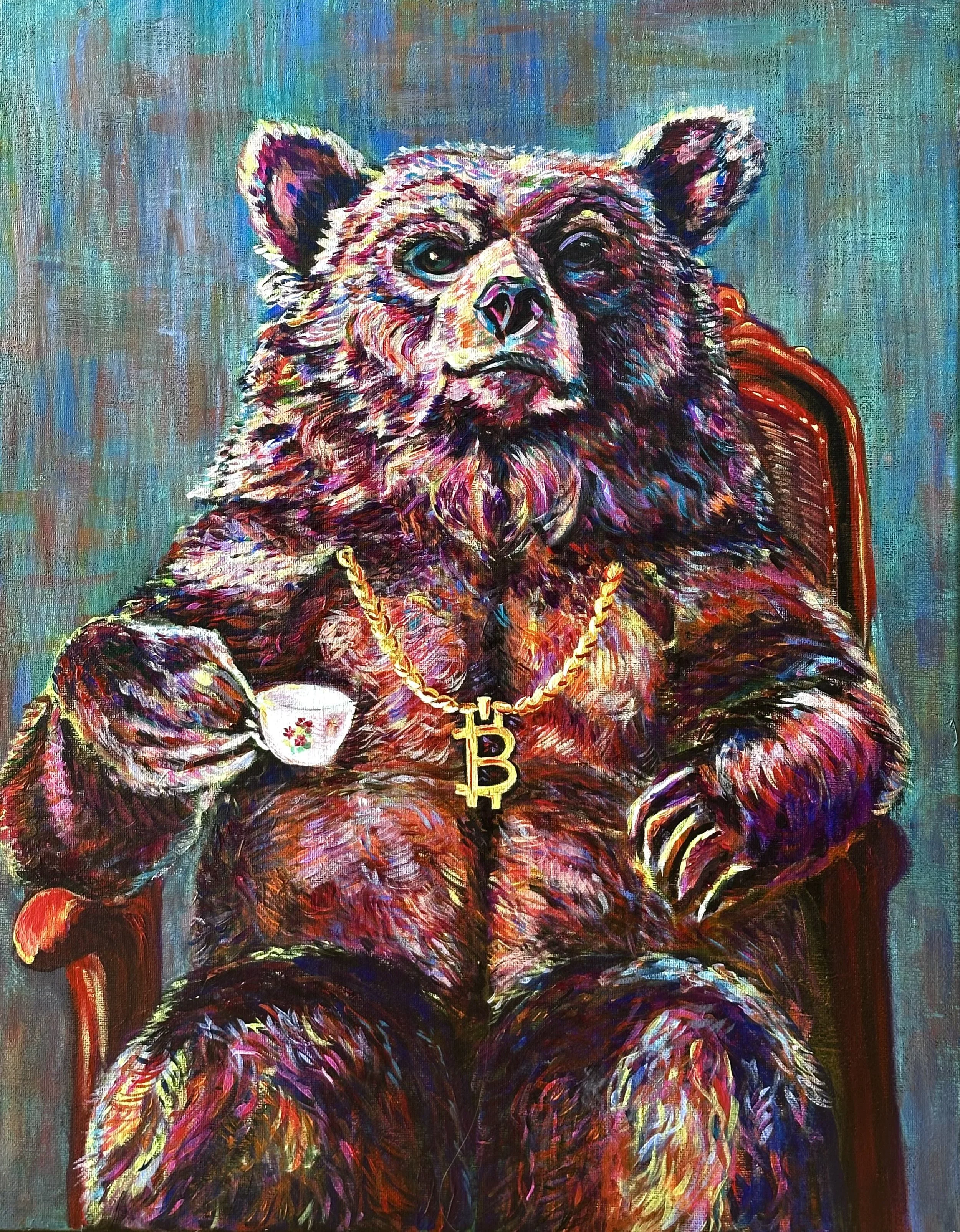 Sir Arthur ₿. Bear Original Bitcoin Bear Painting by Anitha Iyer