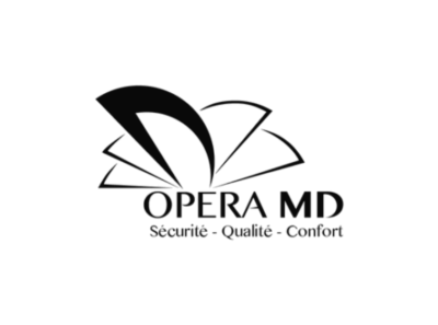 Logo d'Opera MD avec un symbole étoilé stylisé en arrière-plan