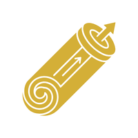 Illustration of a rolled-up motivational infographic with upward arrows and a person climbing a tower, symbolizing growth and progress.