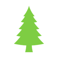 Green Christmas tree icon with black outline
