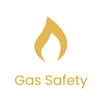 Gas safety logo with a gold flame icon and the words 'Gas Safety' underneath.