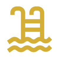 Icon of the number 23 with water waves, representing a swimming pool or aquatic activity