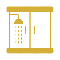 Shower with a sliding glass door