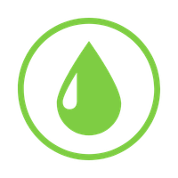 Green water droplet icon enclosed in a green circle.