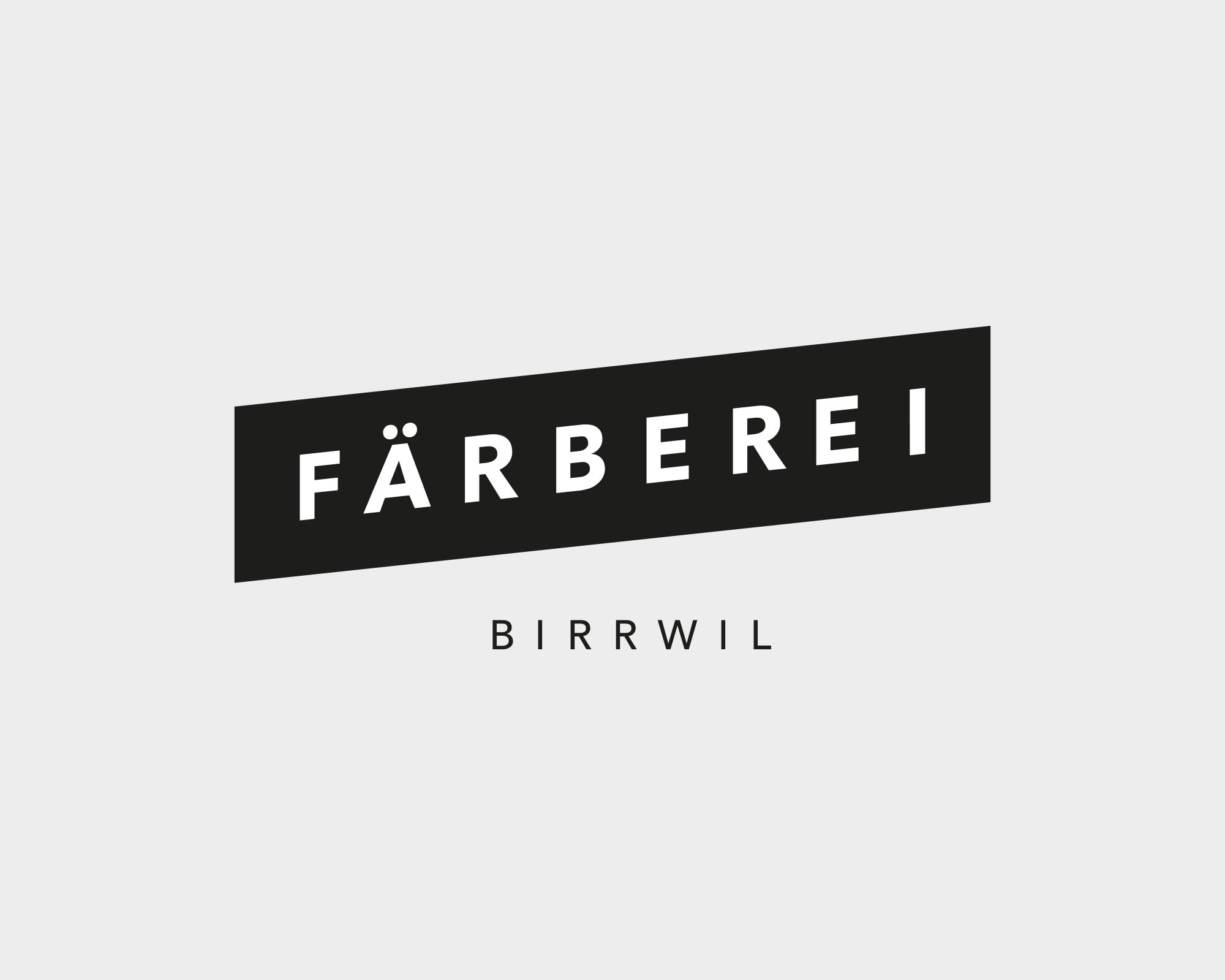 Logo mit Text 'FÄRBEREI' in grosser Schrift im schwarzen Kasten, darunter das Wort 'BIRRWIL'.