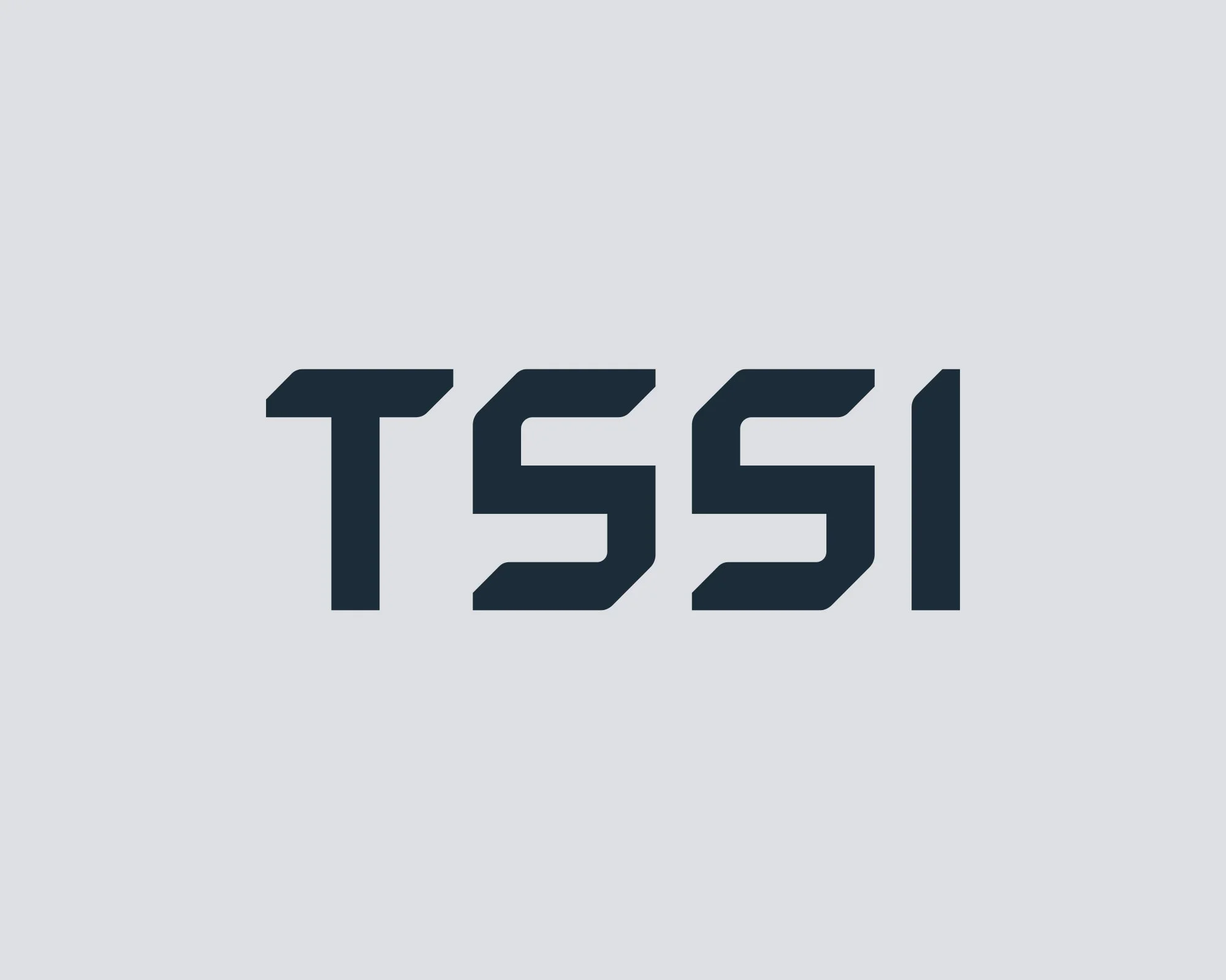 Logoschrift TSSI auf blau-grauem Untergrund.